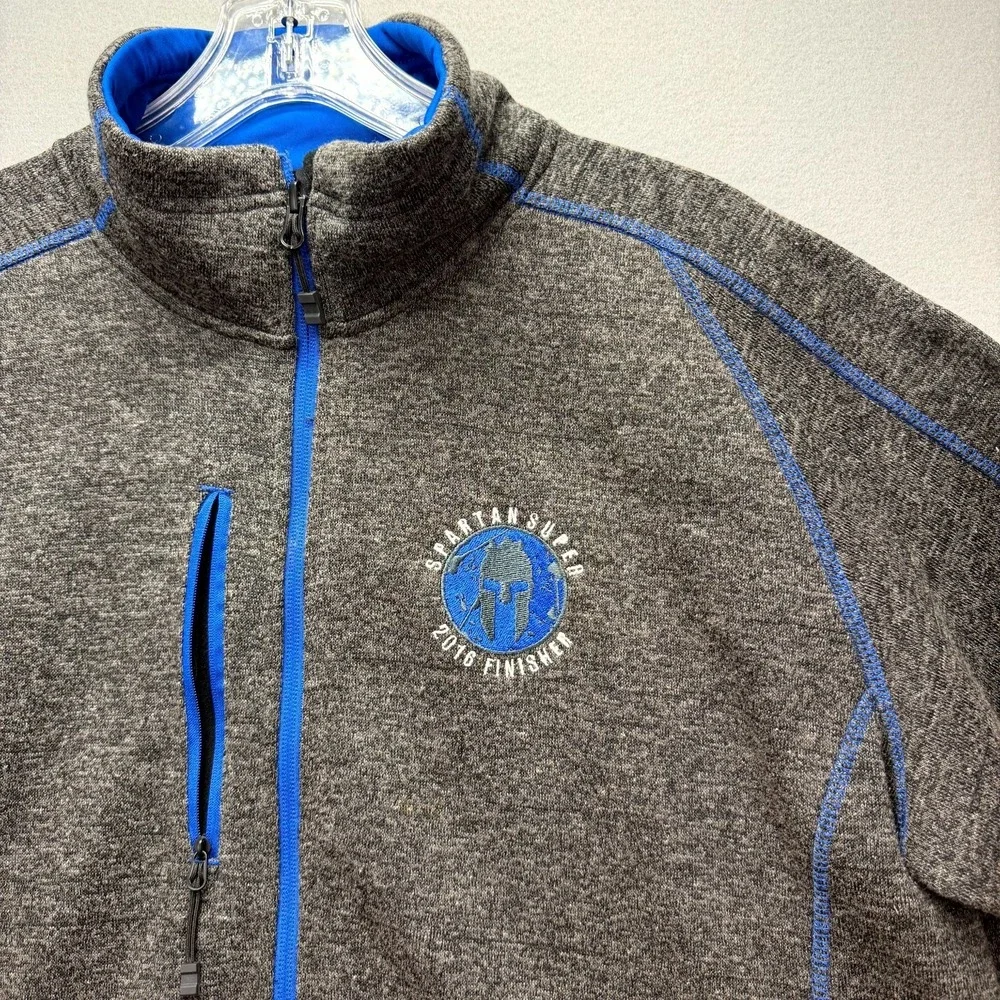 Spartans Super 2016 Finisher Jacket Mens XL Gray Embroidered‎ Full Zip Mock Neck